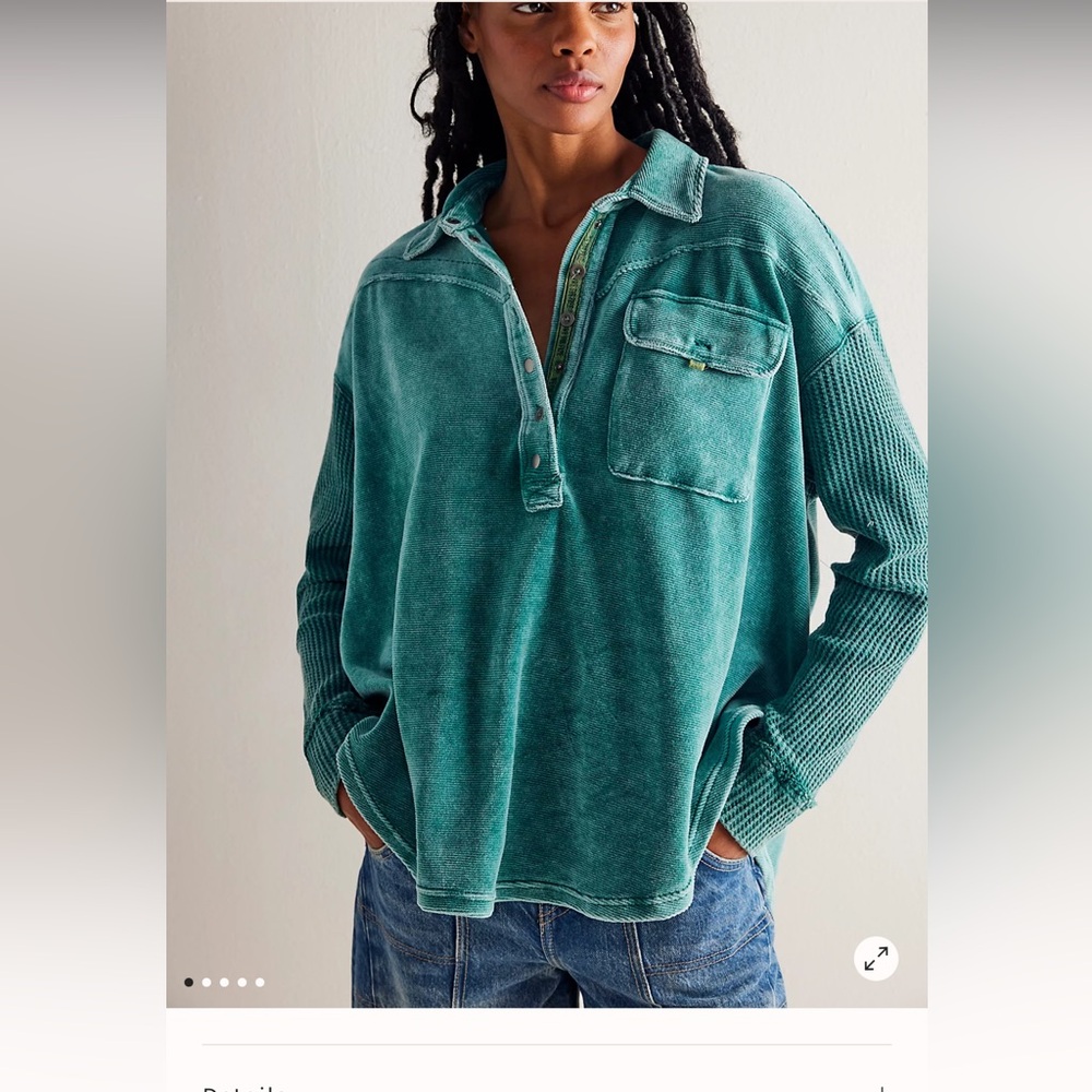 Free people We The Free luxe velour Charcoal Button-Up Top